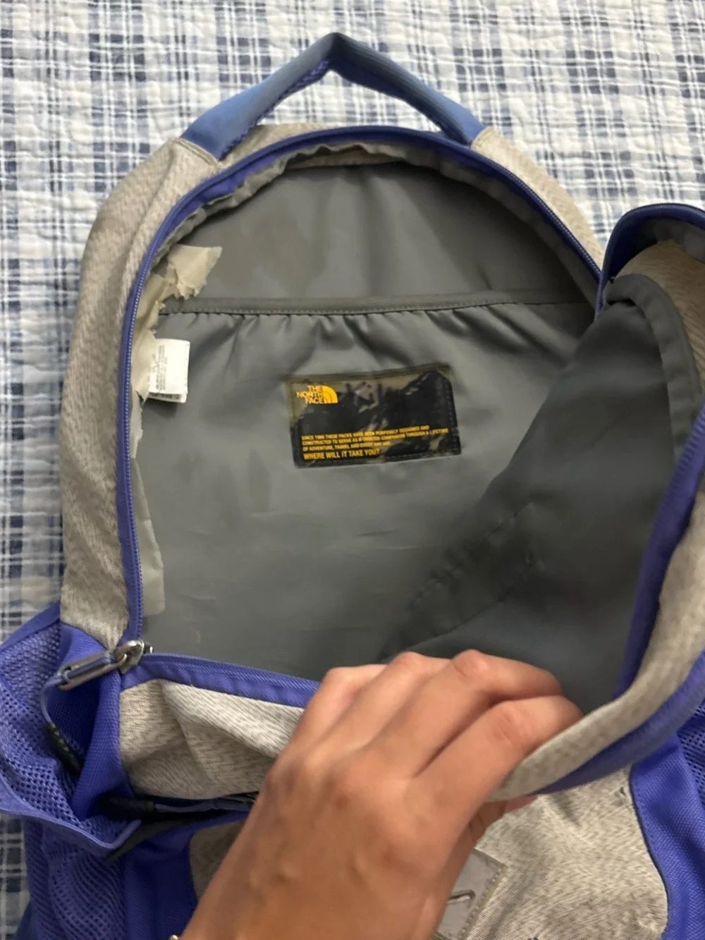 The North Face Men's Gray and Purple Daypack Backpack